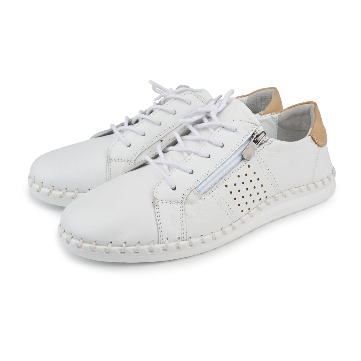 Damlädersneakers Tabita vit