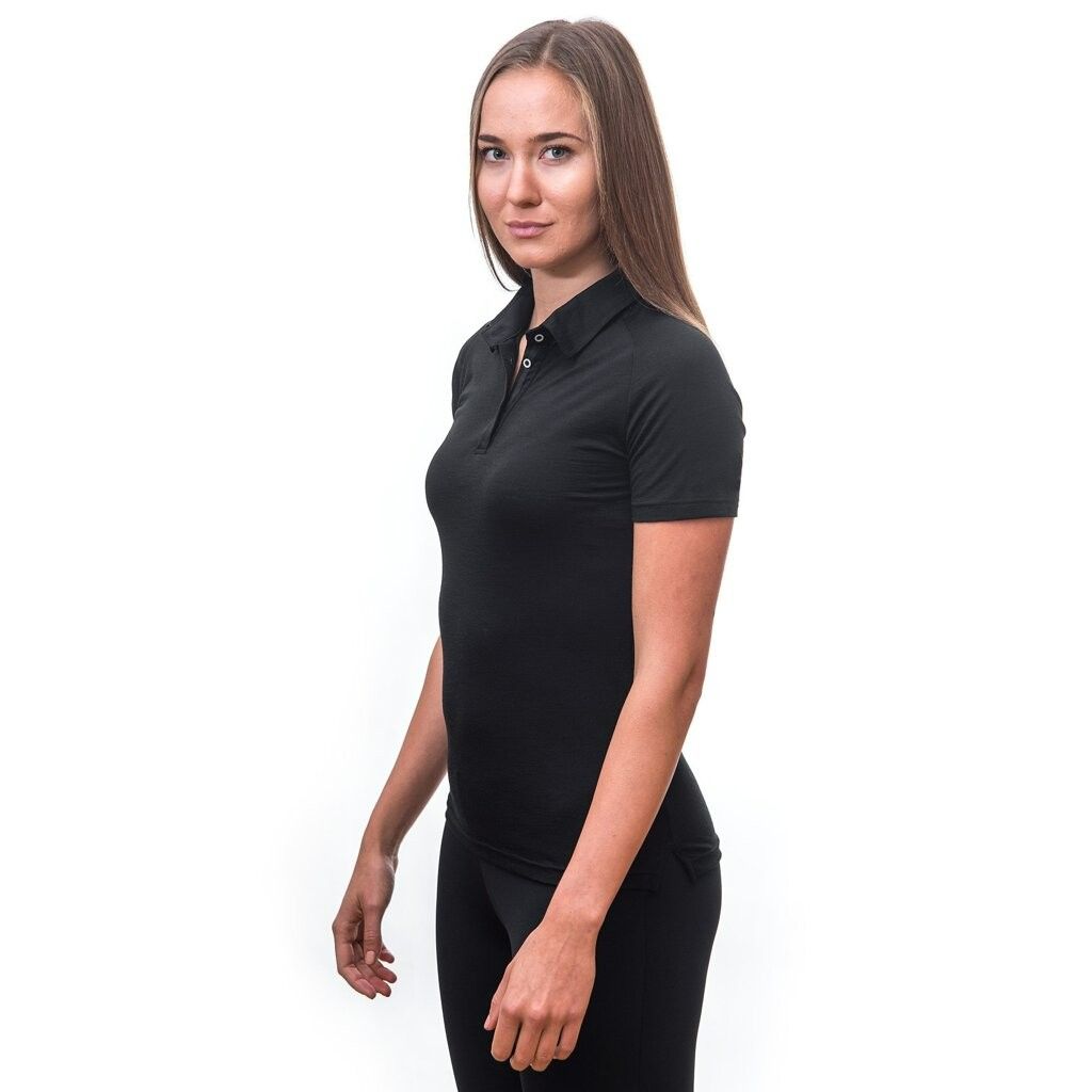 Dam t-shirt med krage Sensor Merino Active POLO svart