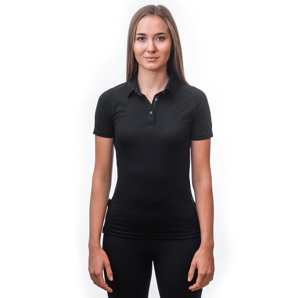 Dam t-shirt med krage Sensor Merino Active POLO svart