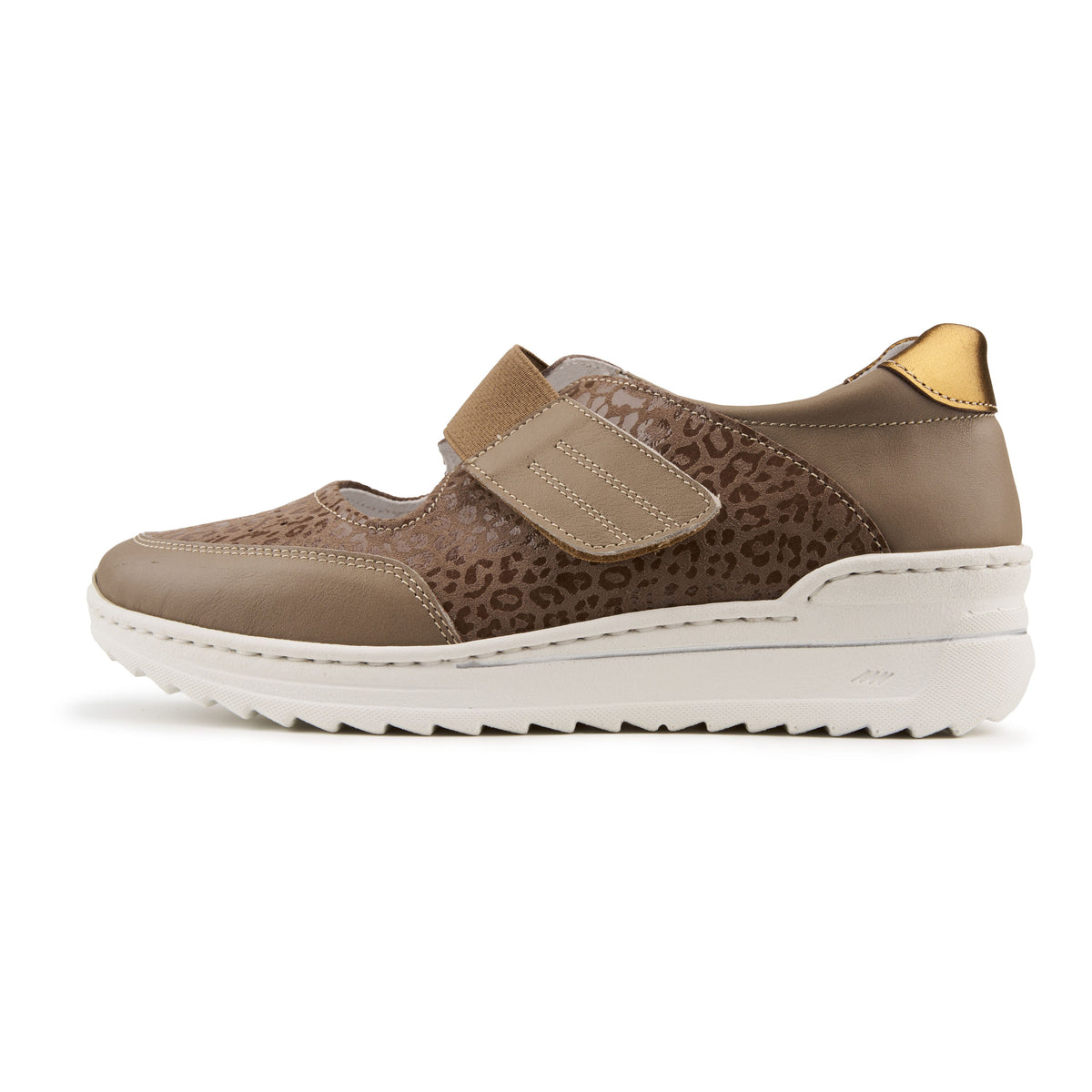 Damlädersneakers med kardborreband Valerie brun