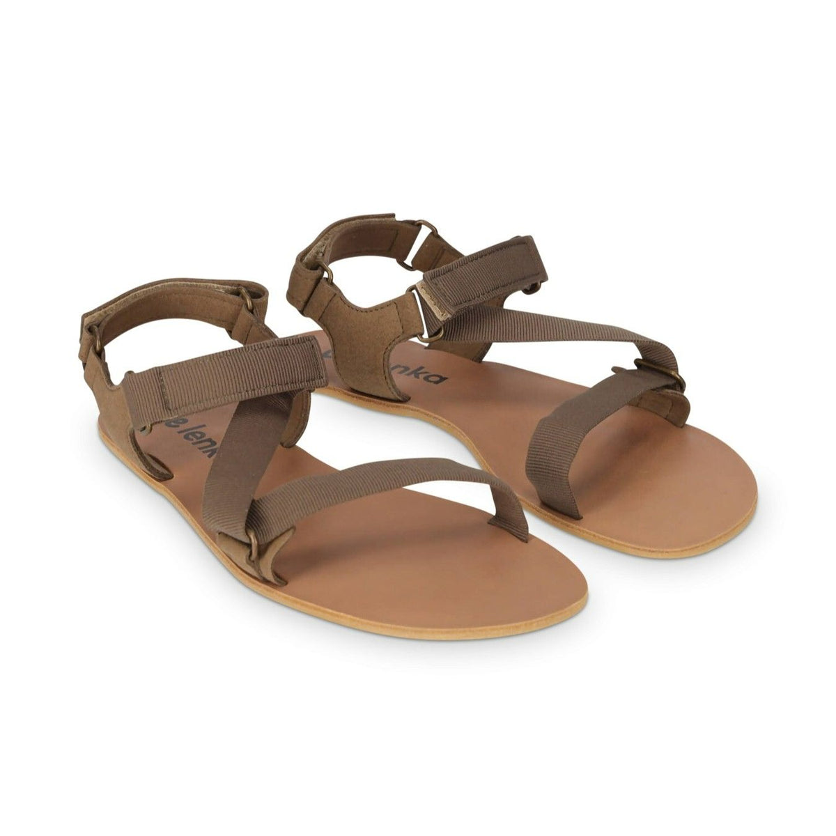 Läder barfotasandaler Be Lenka Flexi oliv