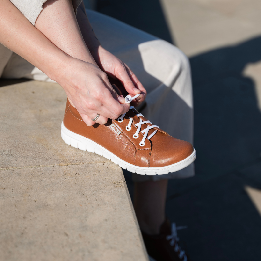 Damlädersneakers Nina brun