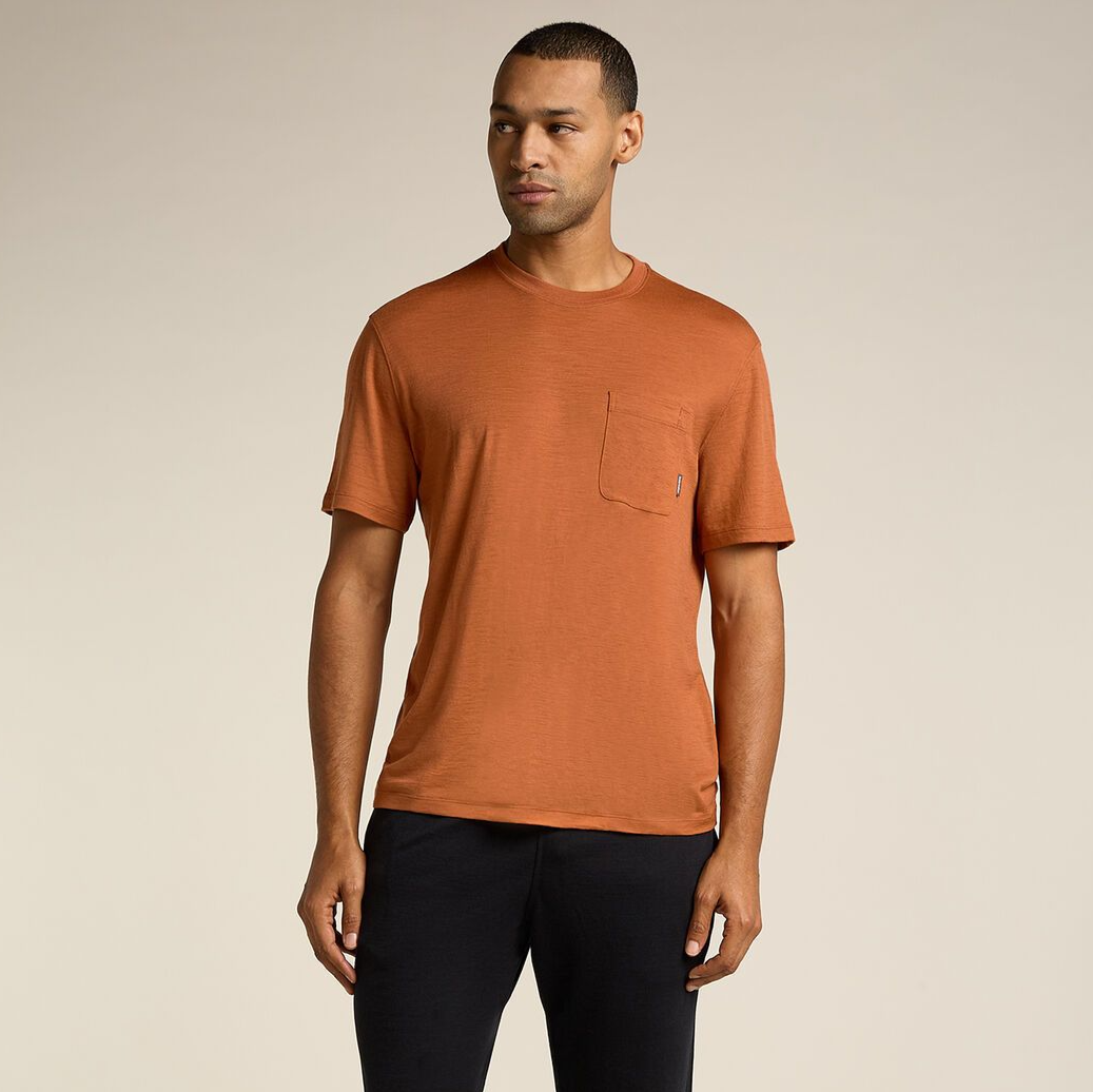 Herr T-shirt Merino 150 Tech Lite SS Relaxed Pocket Tee Icebreaker dusty clay