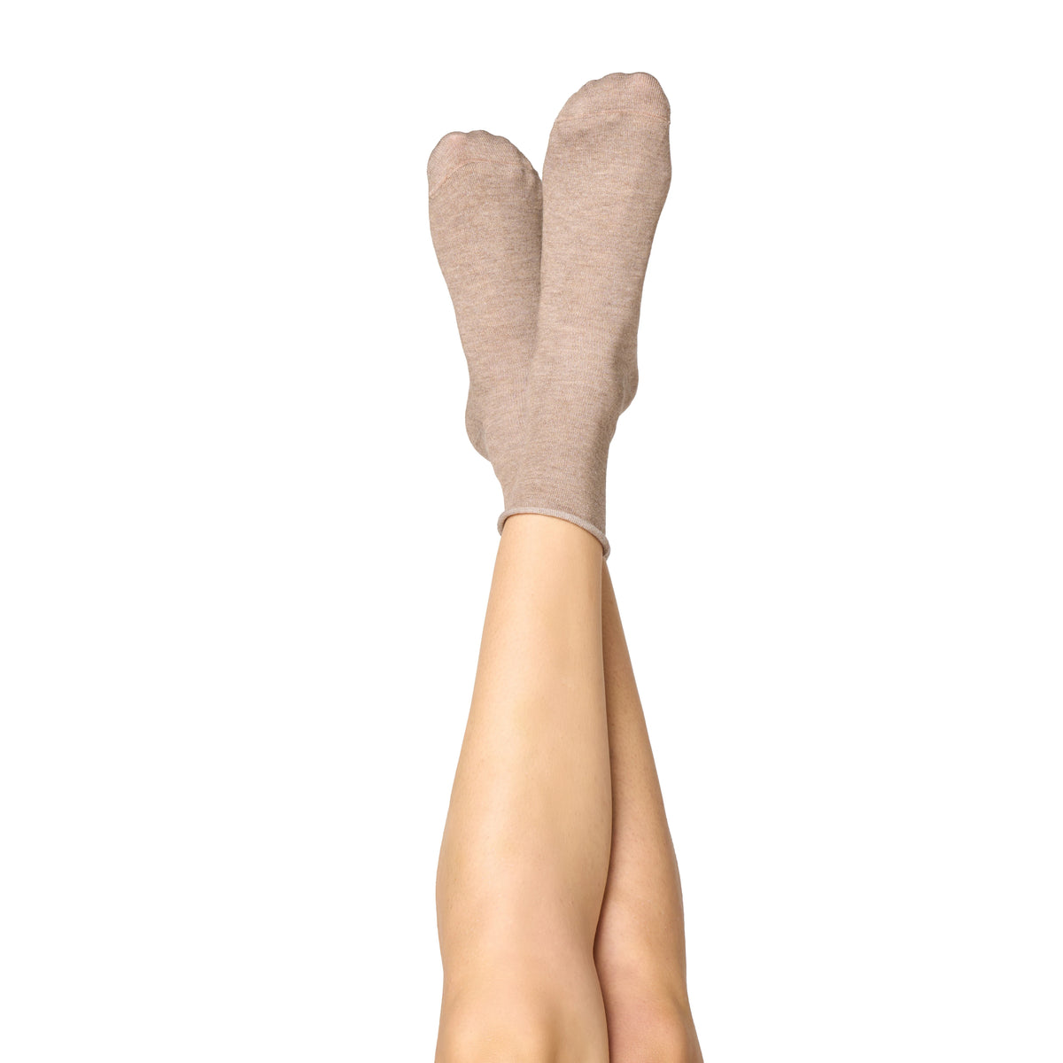 Strumpor med kashmir med lös mudd beige