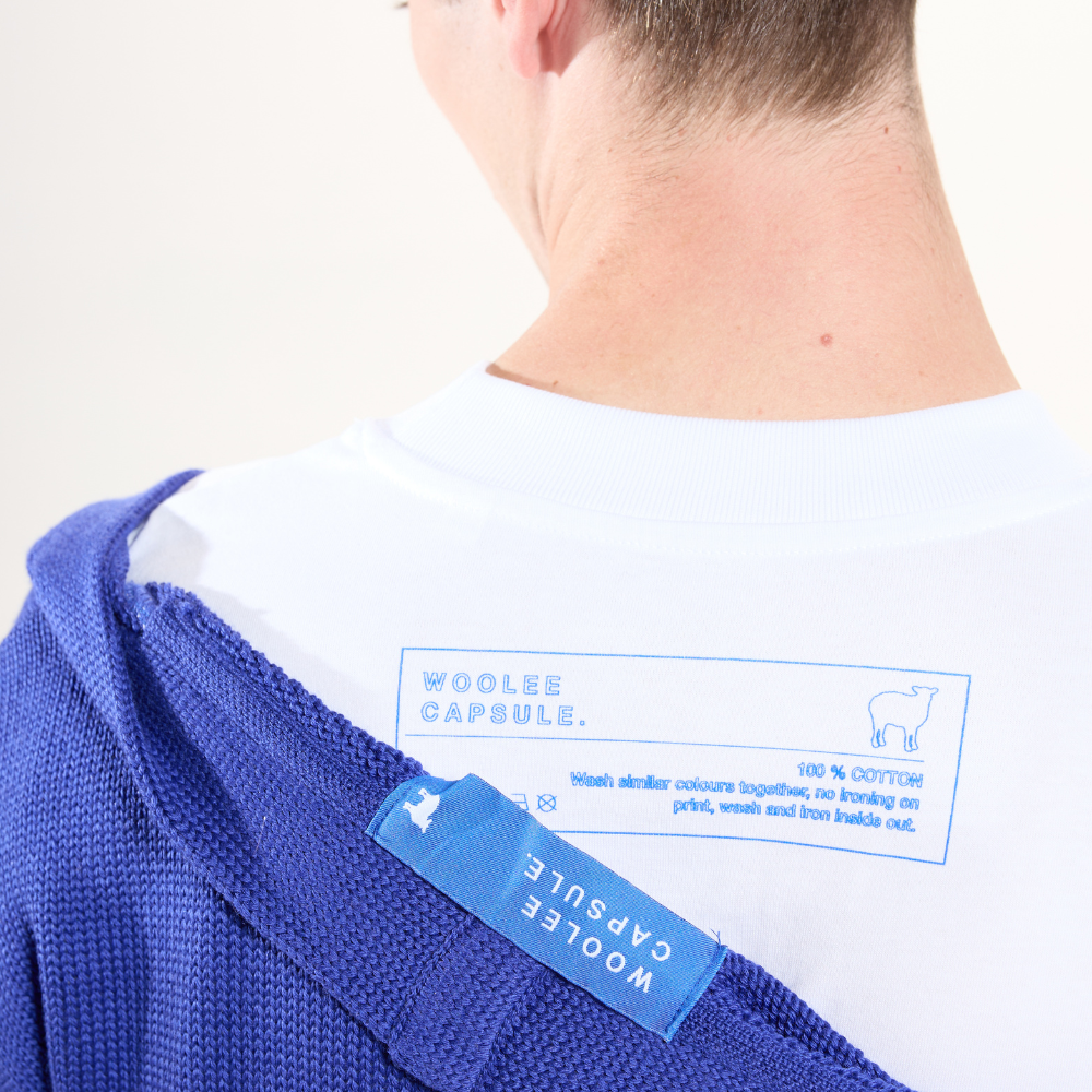 Merinoullcardigan Woolee Capsule blå