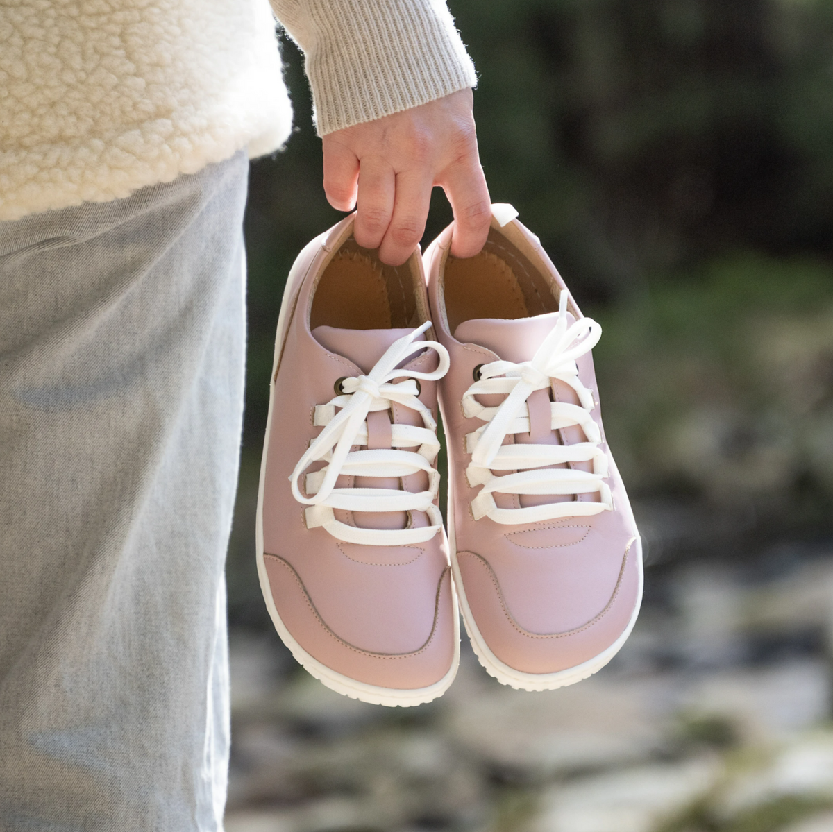 Dam barfota lädersneakers Malika rosa