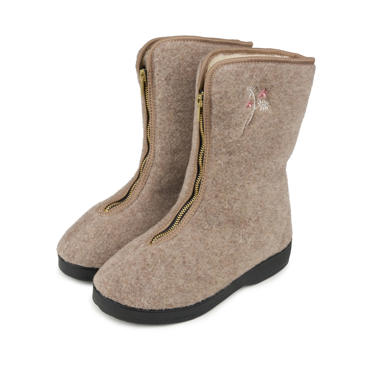 Damfårullstofflor med dragkedja beige
