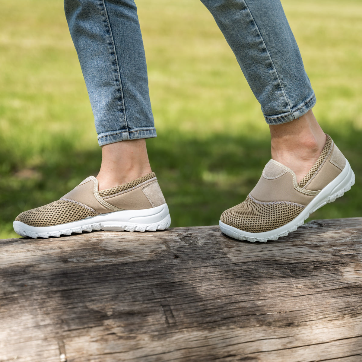 Ventilerande gel-sneakers för dam beige