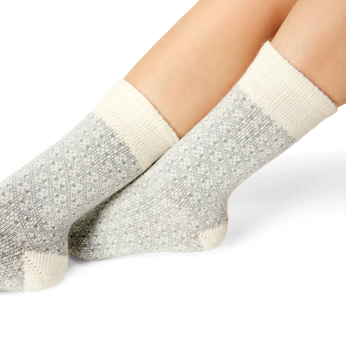 Strumpor med merinoull jacquard ljusgrå