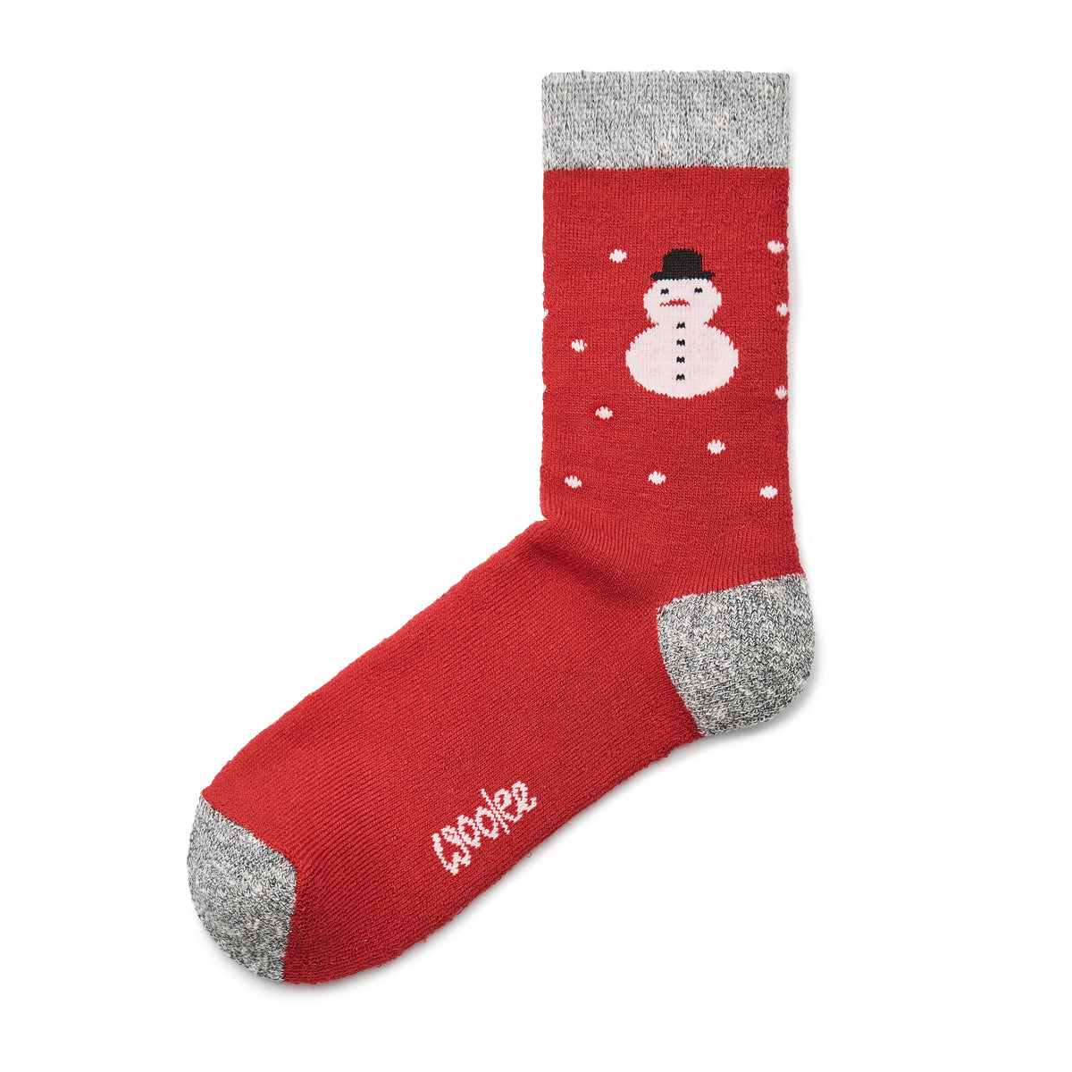 Julstrumpor med merinoull snögubbe röd