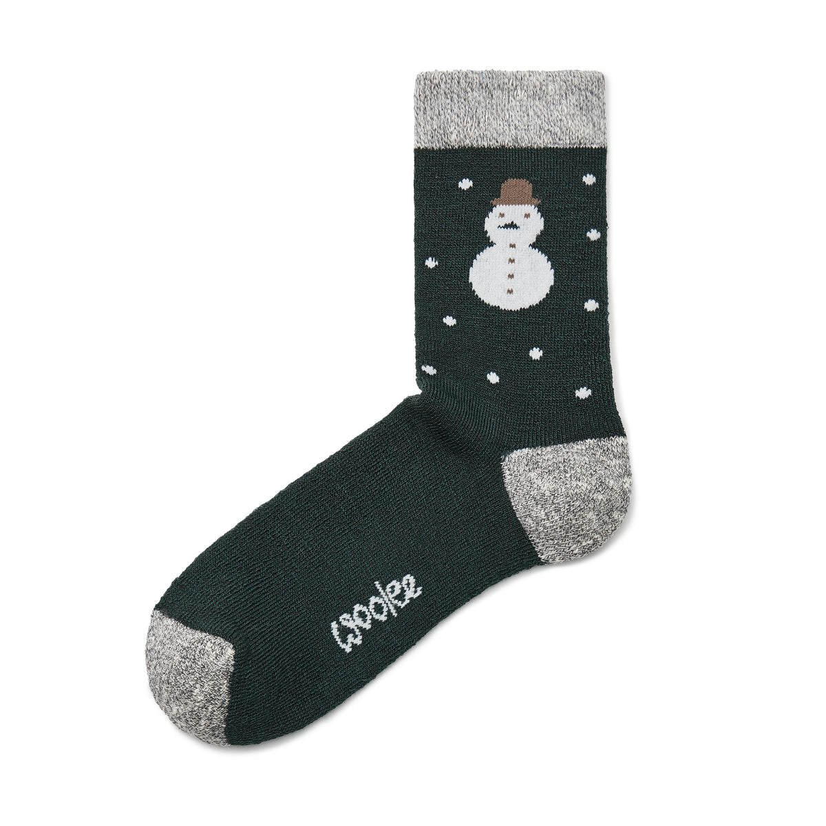 Julstrumpor med merinoull snögubbe mörkgrön