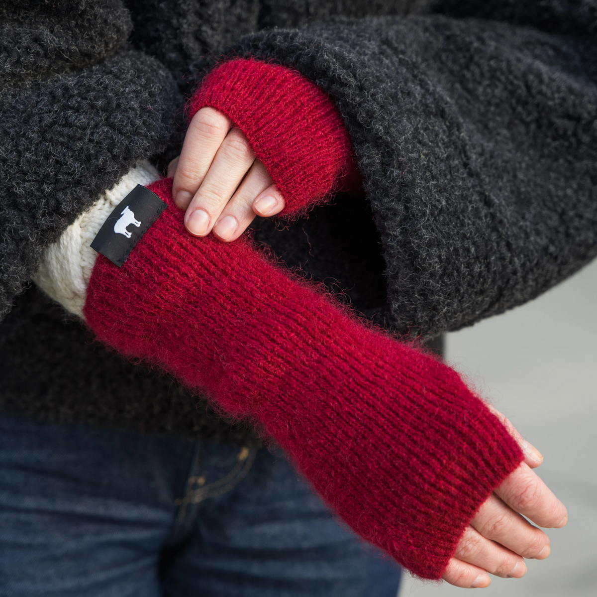 Mohair vinterarmvärmare Woolee Capsule röd