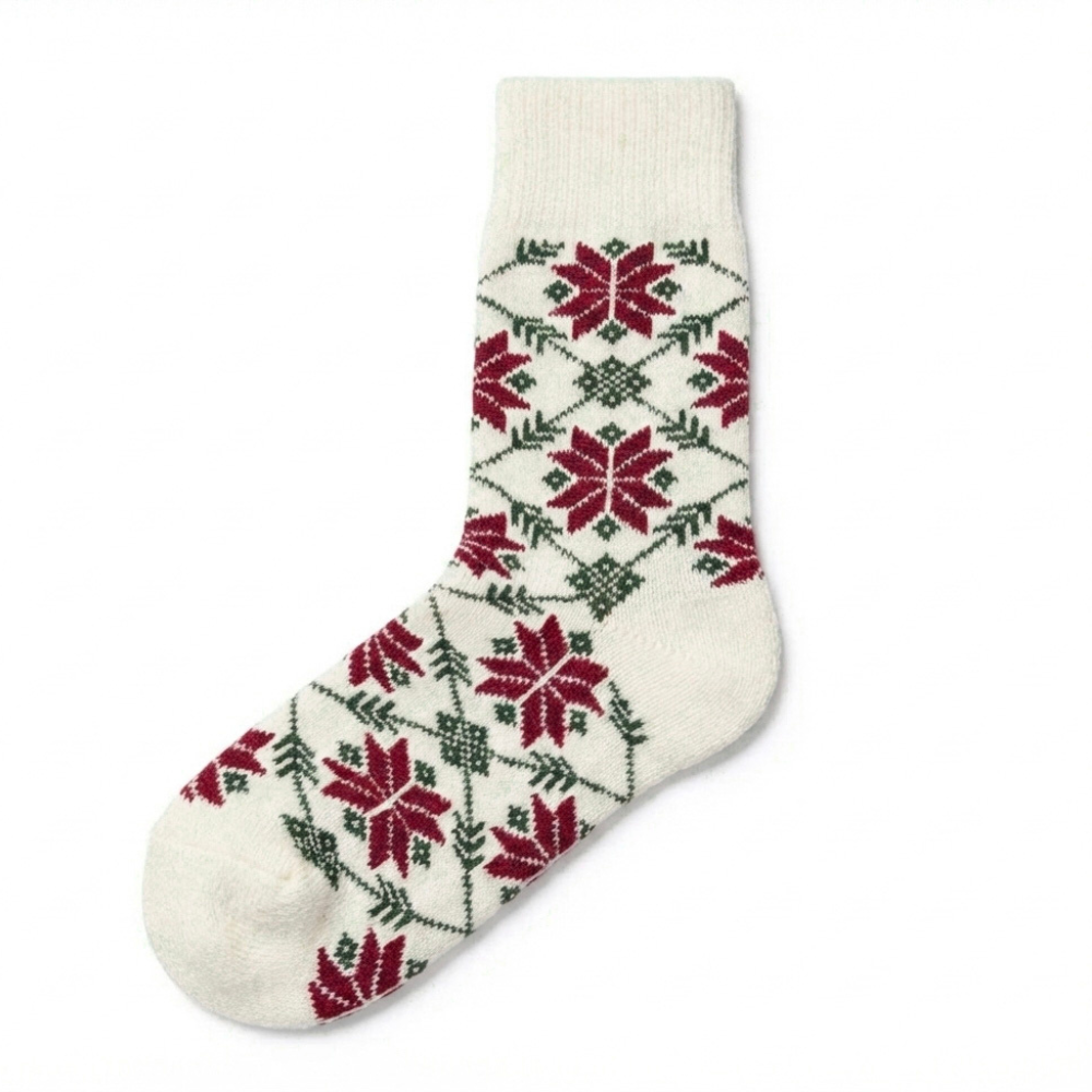 Strumpor med merinoull julstjärna