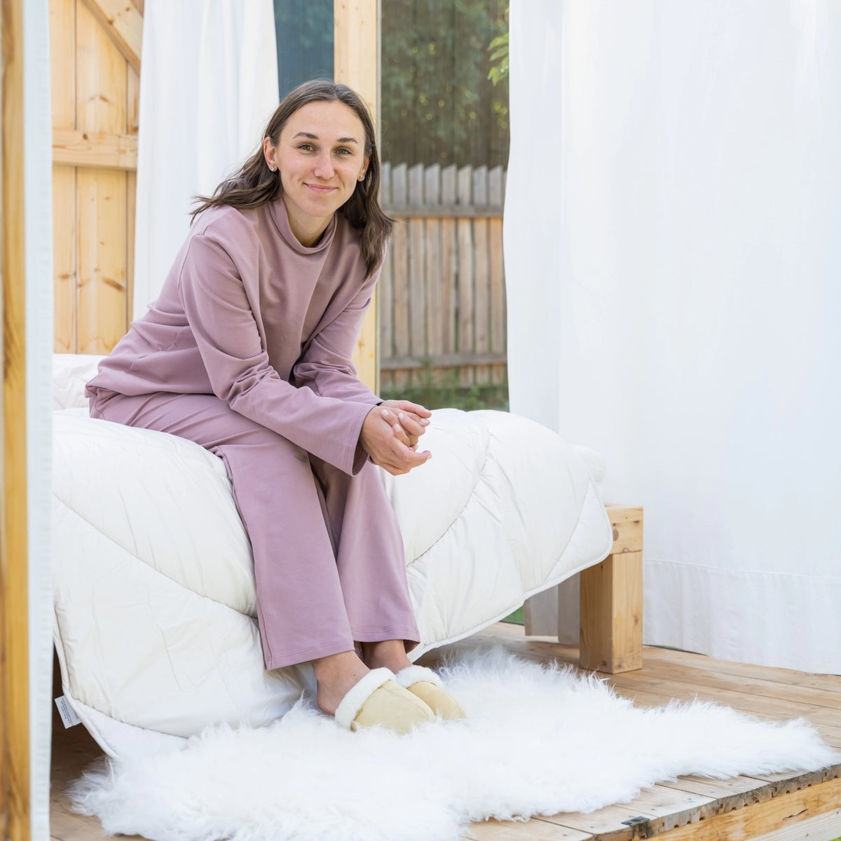 Dambomullsmjukisbyxor med resår rosa