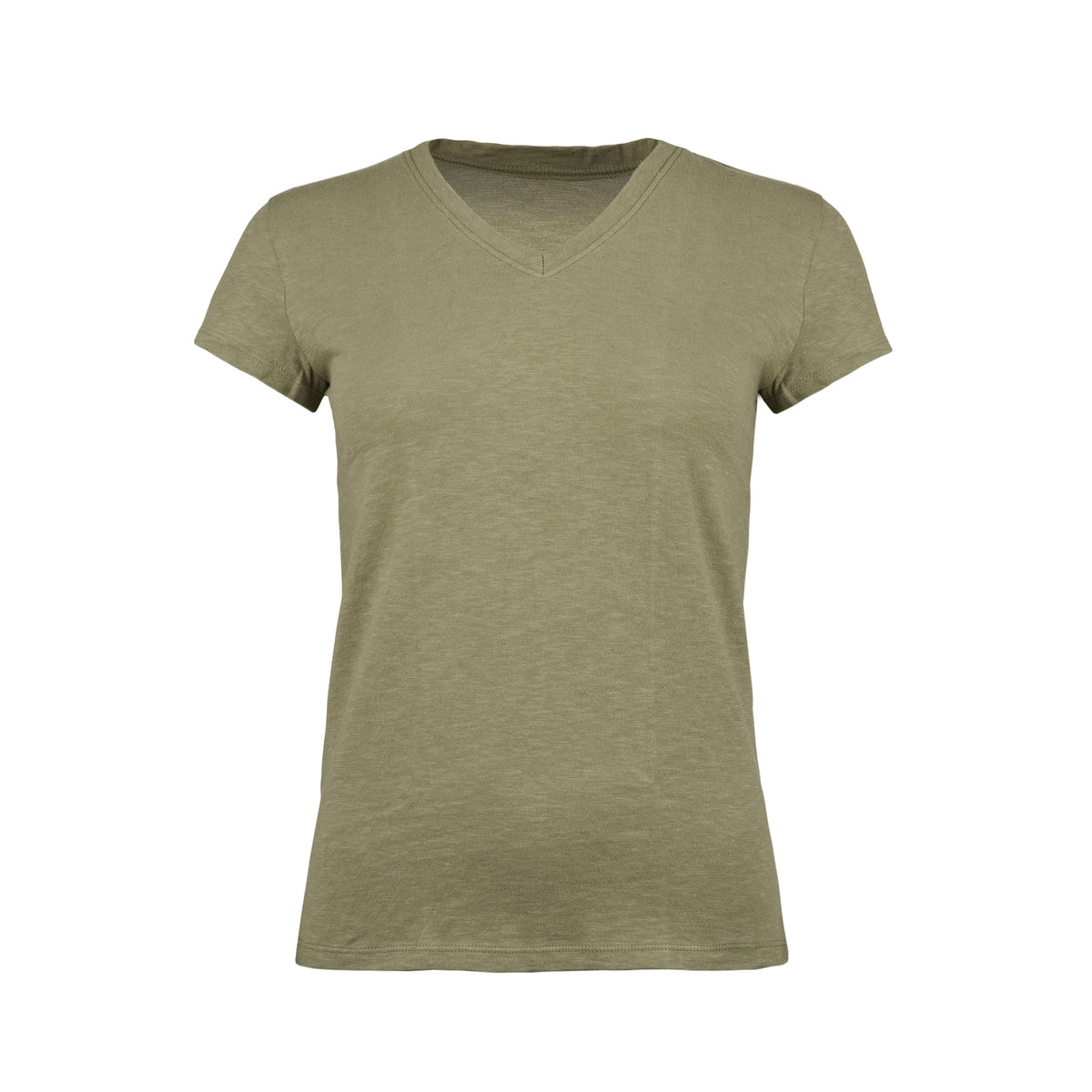 Dam bomulls-t-shirt med linne grön