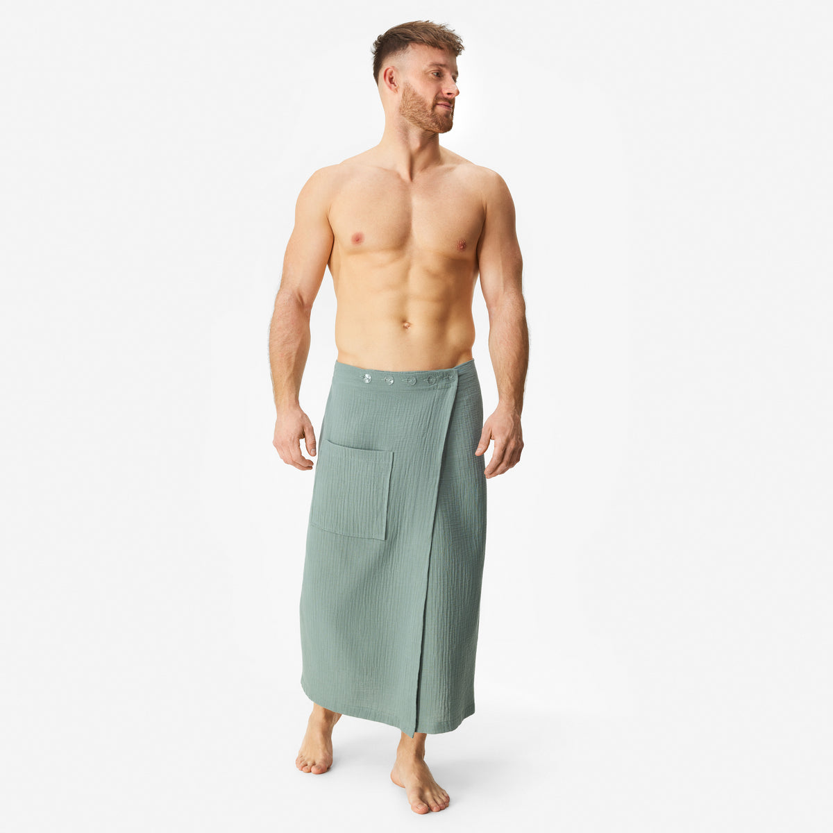 Bastukilt av muslin grön