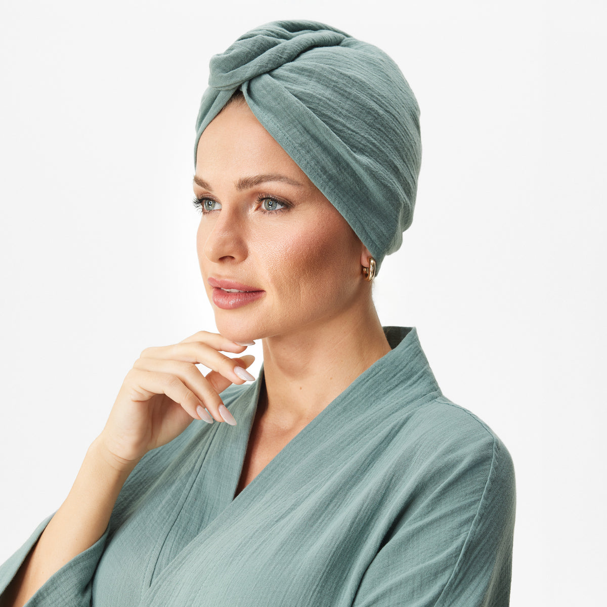 Muslinturban för hår grön