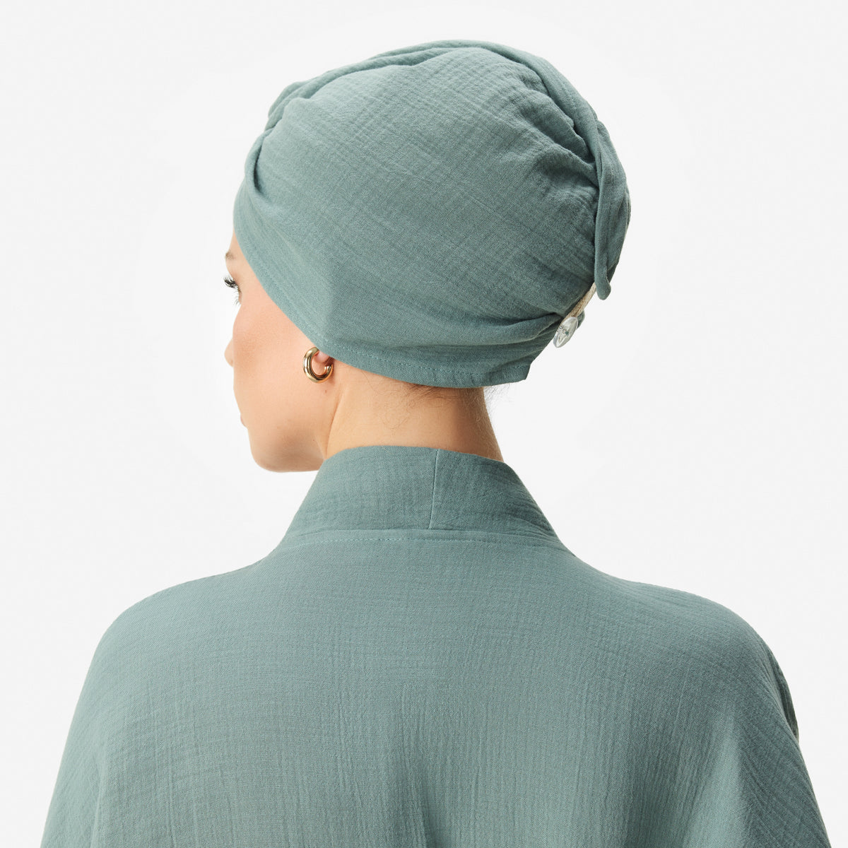 Muslinturban för hår grön