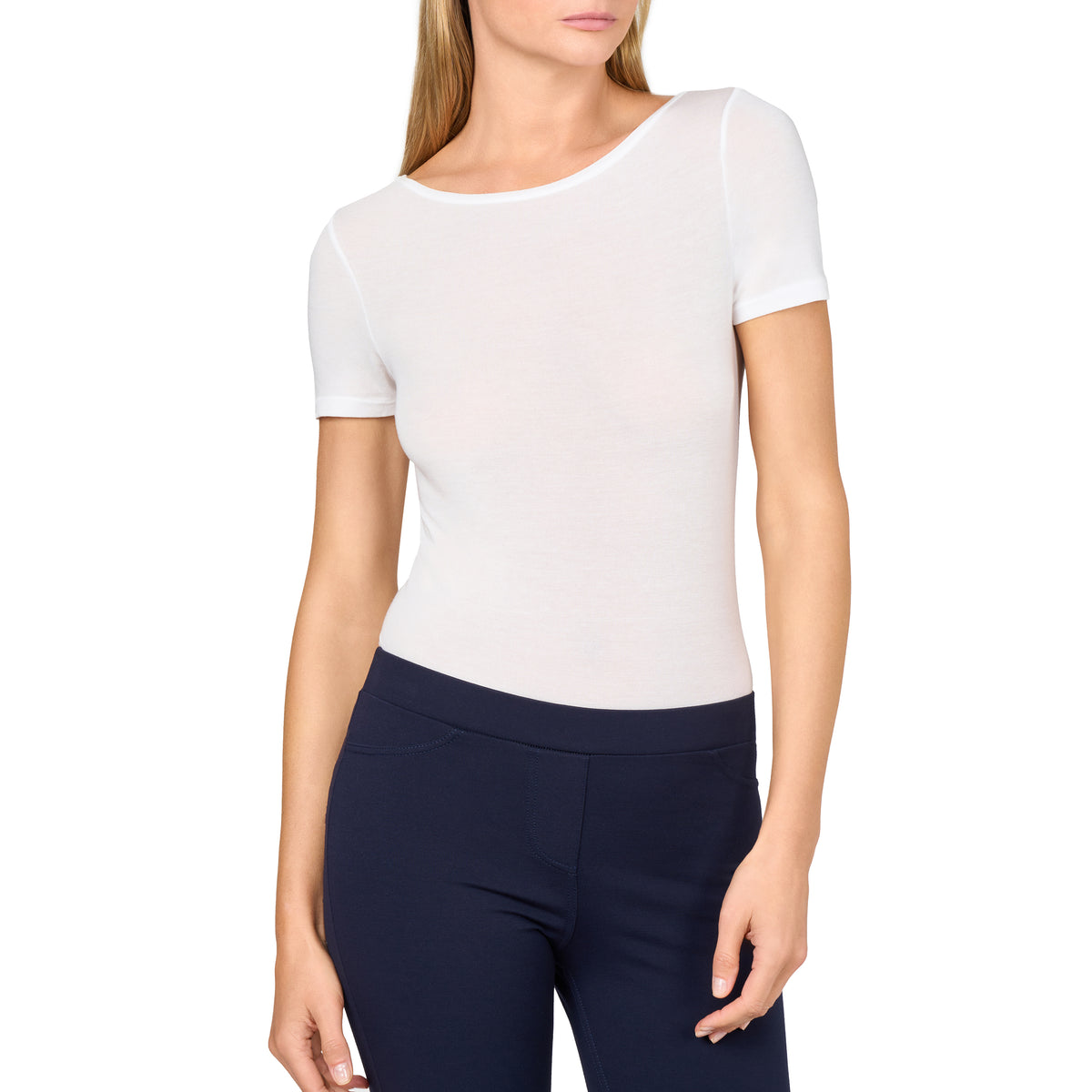 Dam-t-shirt i modal med silke vit