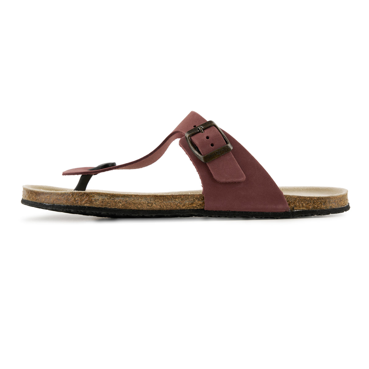 Dam läder barefoot-flip-flops vinröd