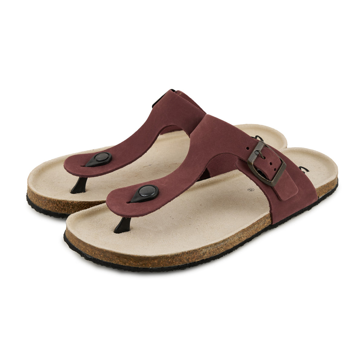 Dam läder barefoot-flip-flops vinröd