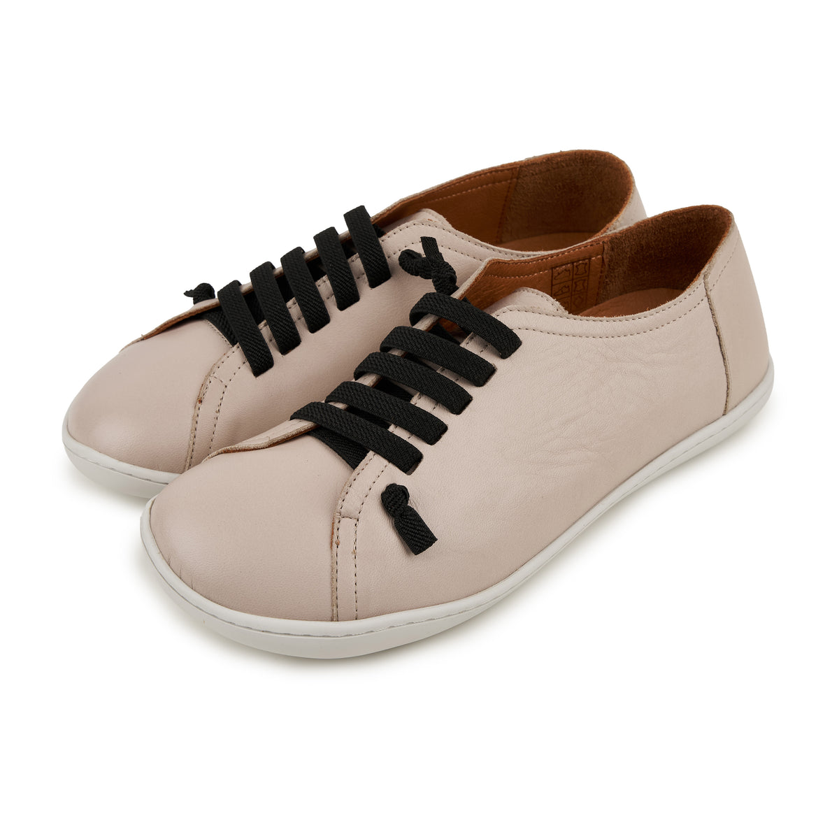 Dam barfotatenisskor i läder med resår Onyx beige