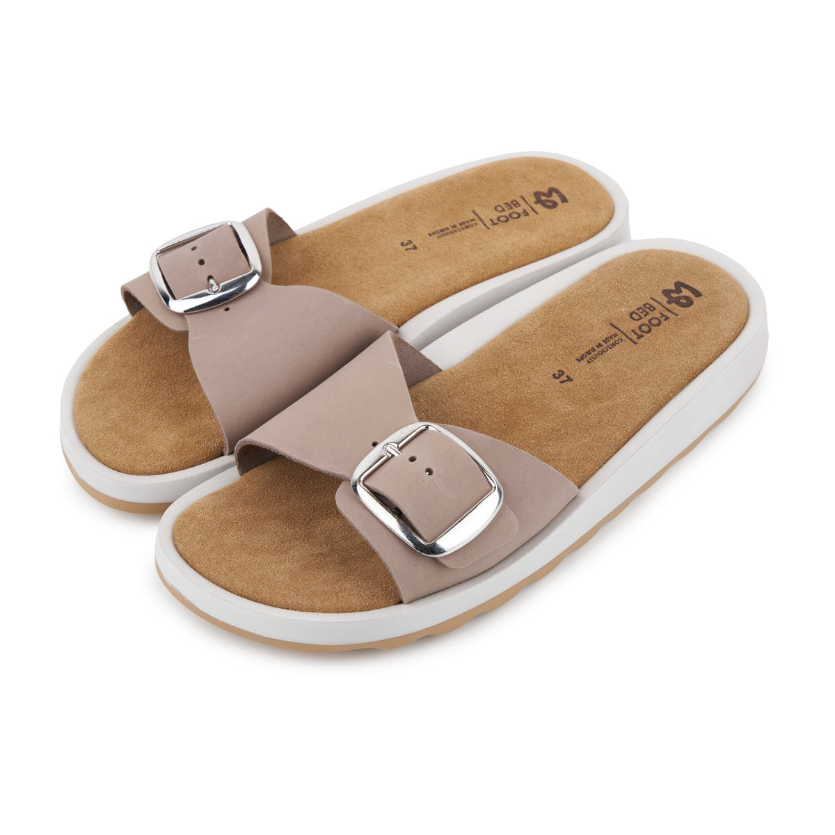 Damlädertoefflor Maura beige