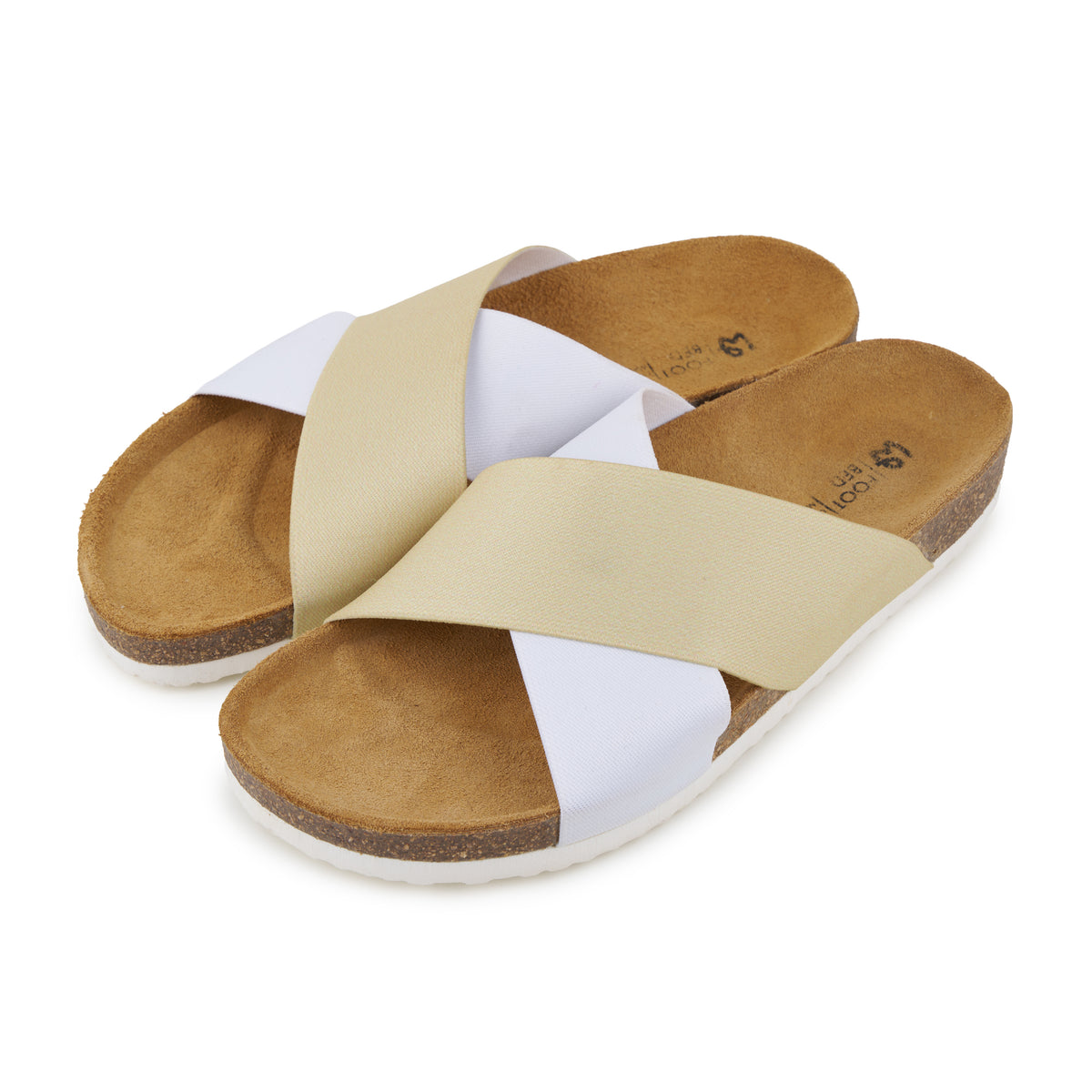 Damkork slip-in-tofflor med elastisk ovandel gulvit