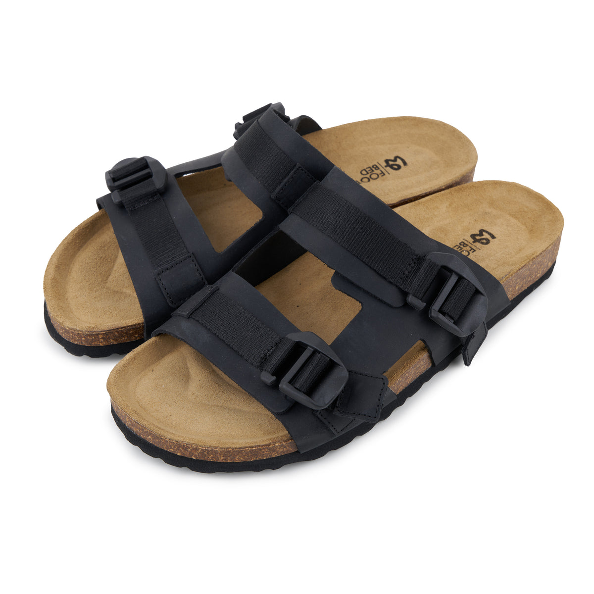 Herr läderslip-in-tofflor med korksula Urban svart
