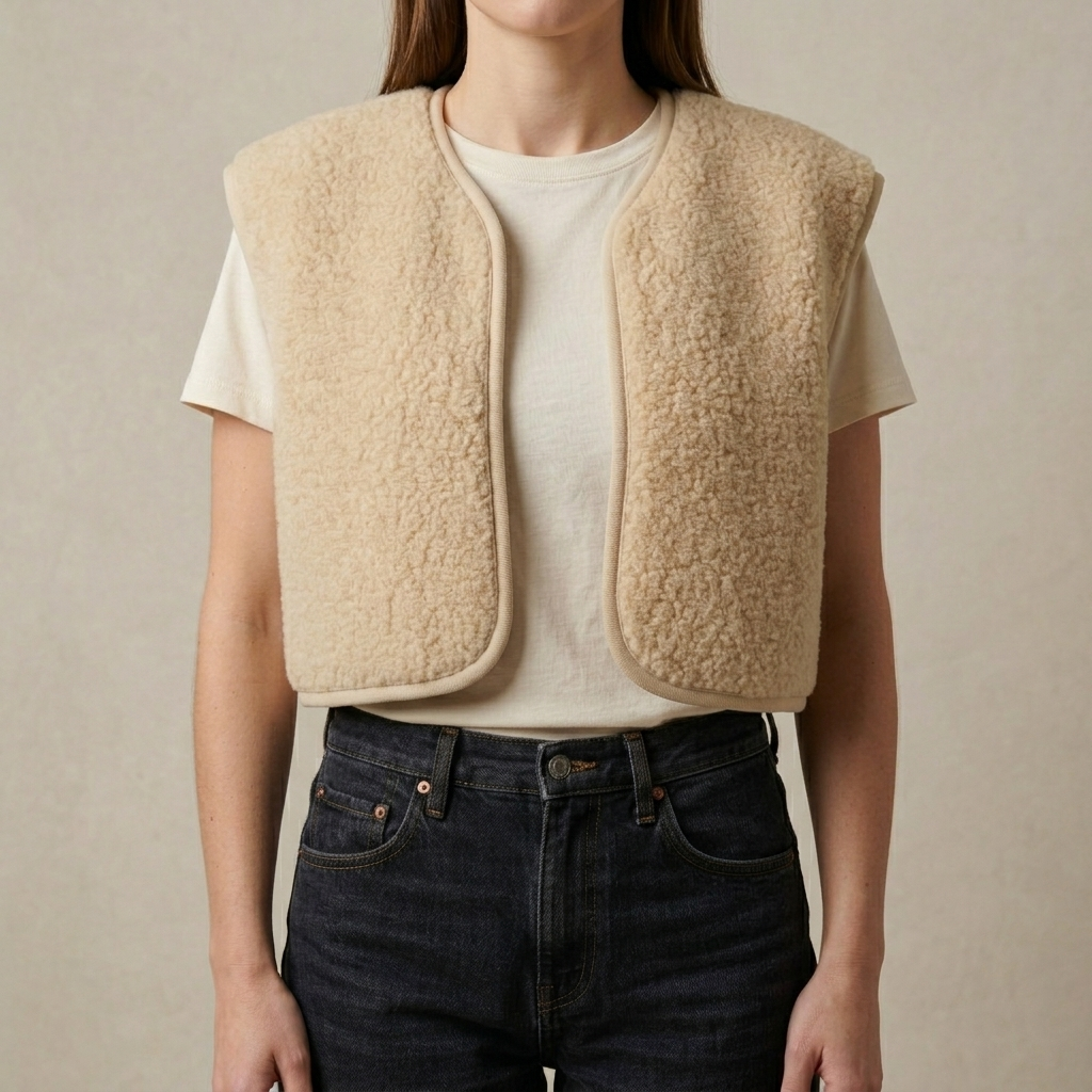 Dam-ullväst Camila beige