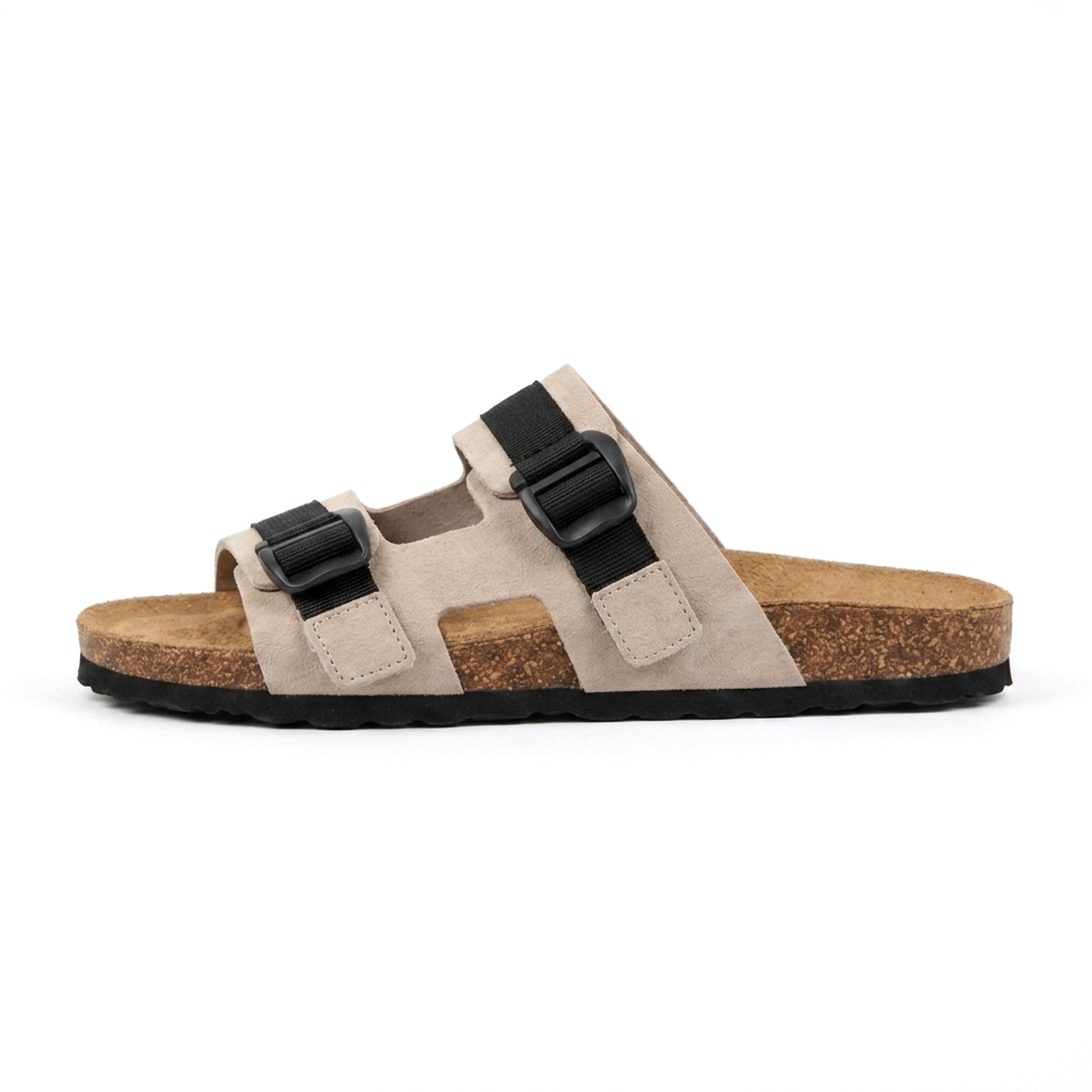 Damläder slip-in-tofflor med korksula Urban beige