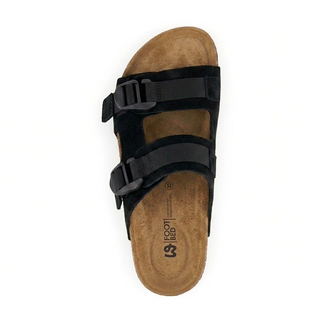 Damläderslip-in-tofflor med korksula Urban svart