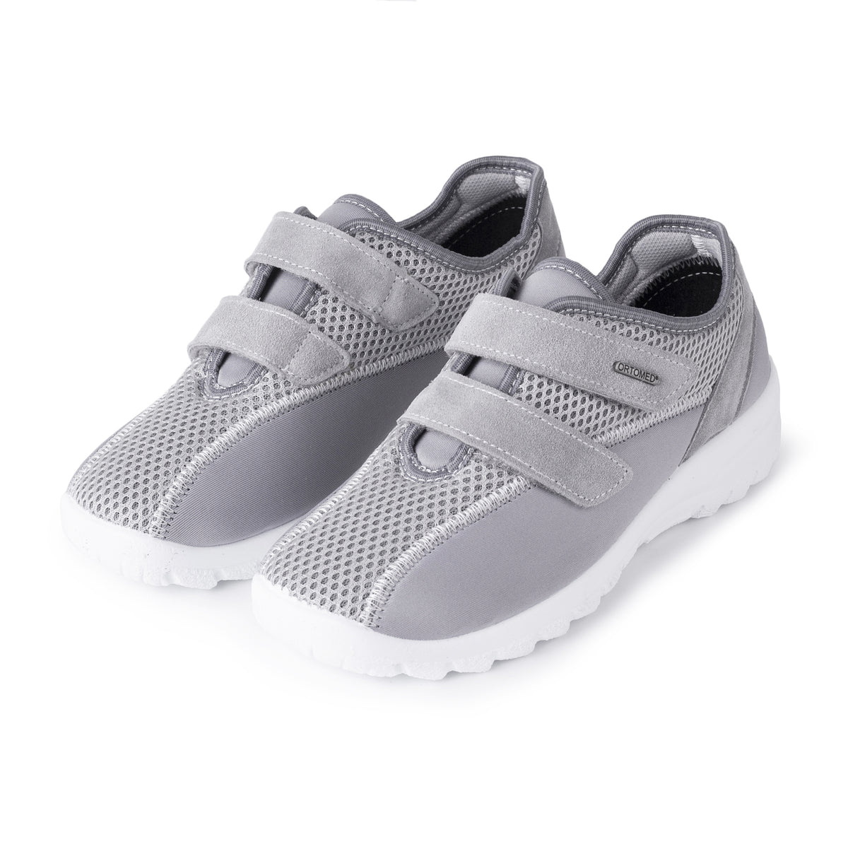 Ventilerande gelsneakers för dam med kardborreband grå