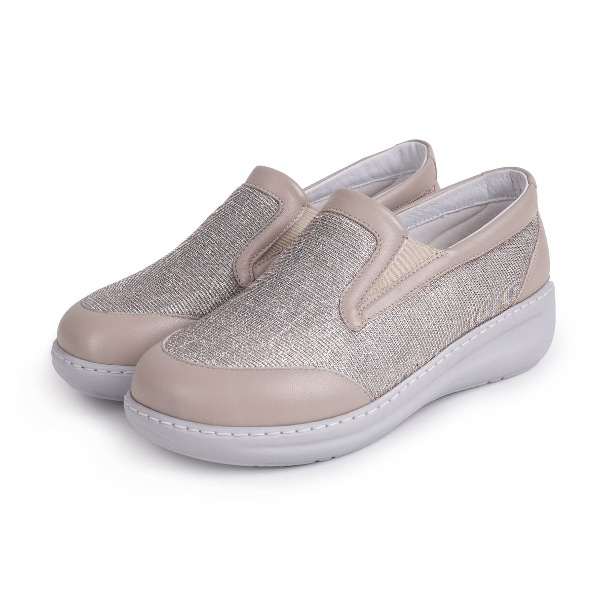 Damballerinor i läder Jolana beige