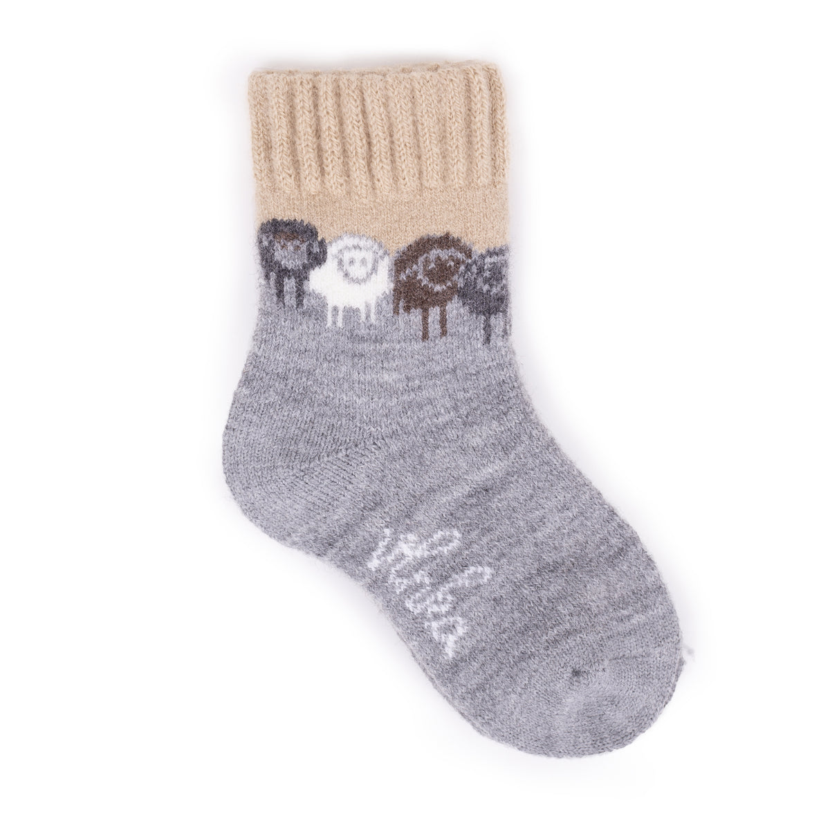 Barnstrumpor i merinoull Ovci particka beige