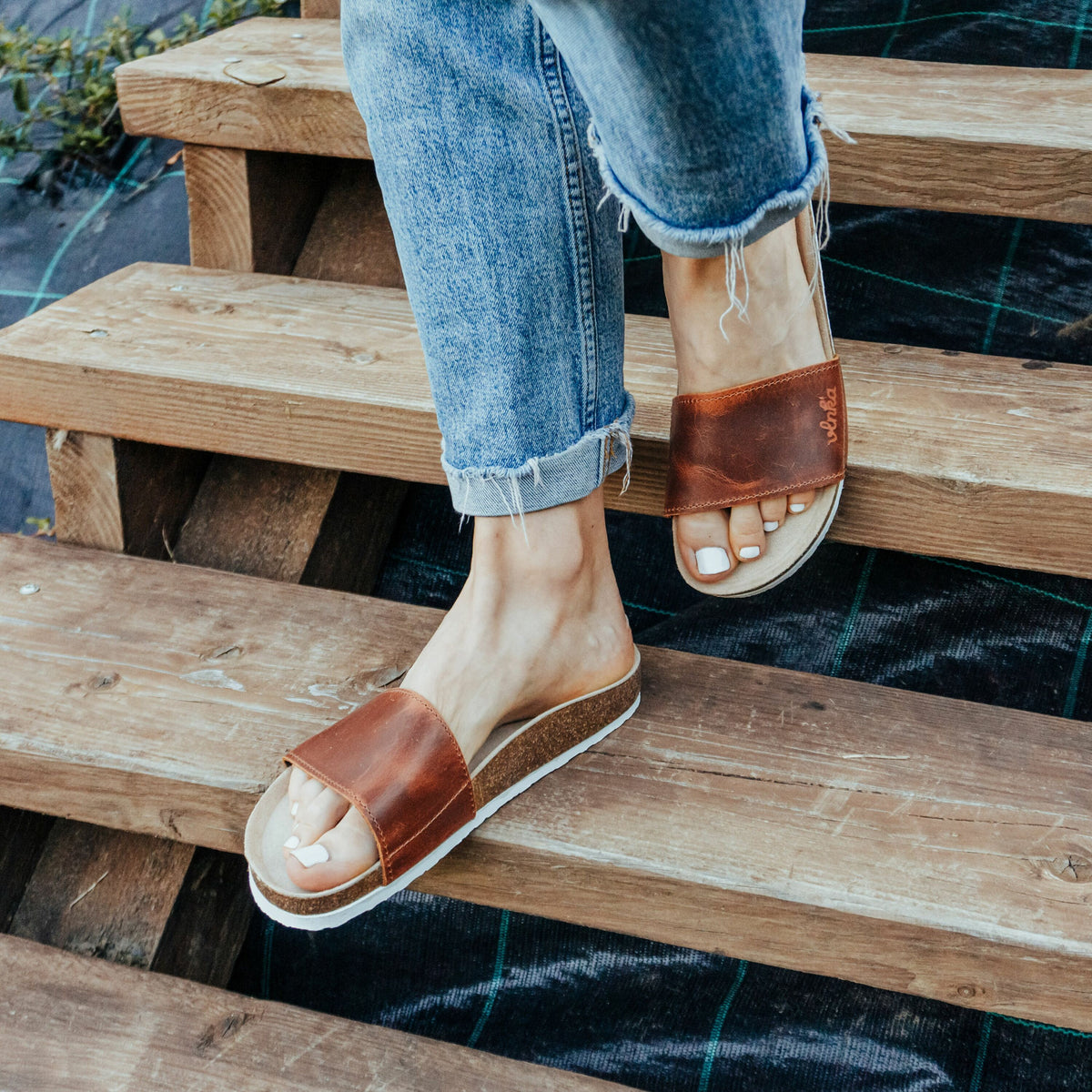 Dam kork anatomiska slip-in-tofflor Trepky brun