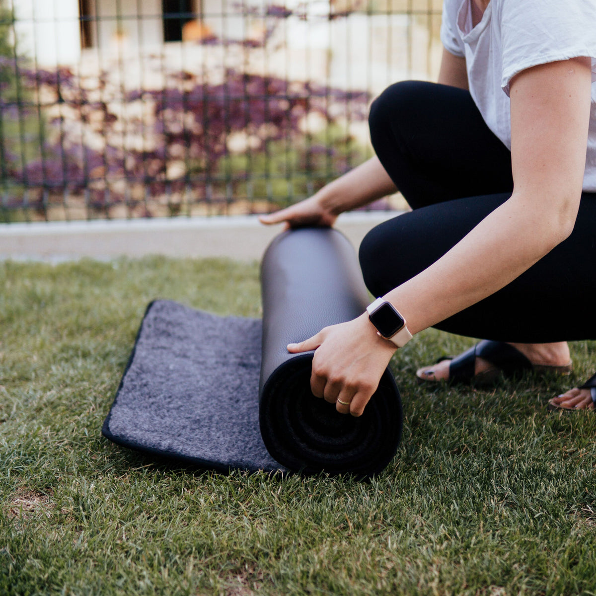 Yogamatta av merinoull svart