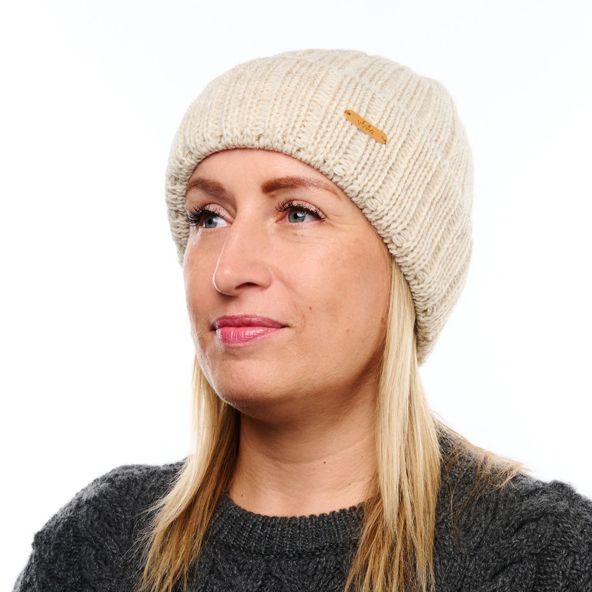 Mössa med fårull Docker beige