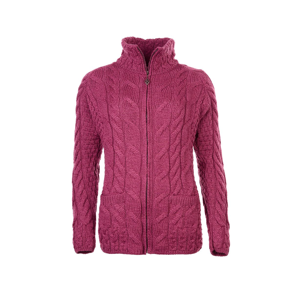Damulltröja Supersoft merinoull med dragkedja röd
