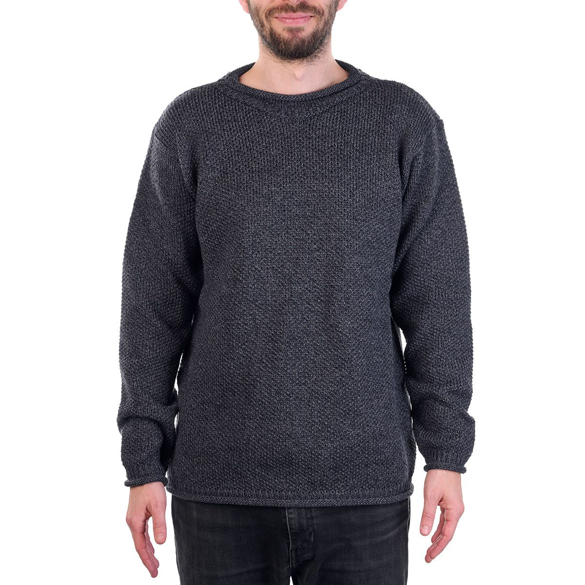 Herrpullover ulltröja merinoull grå