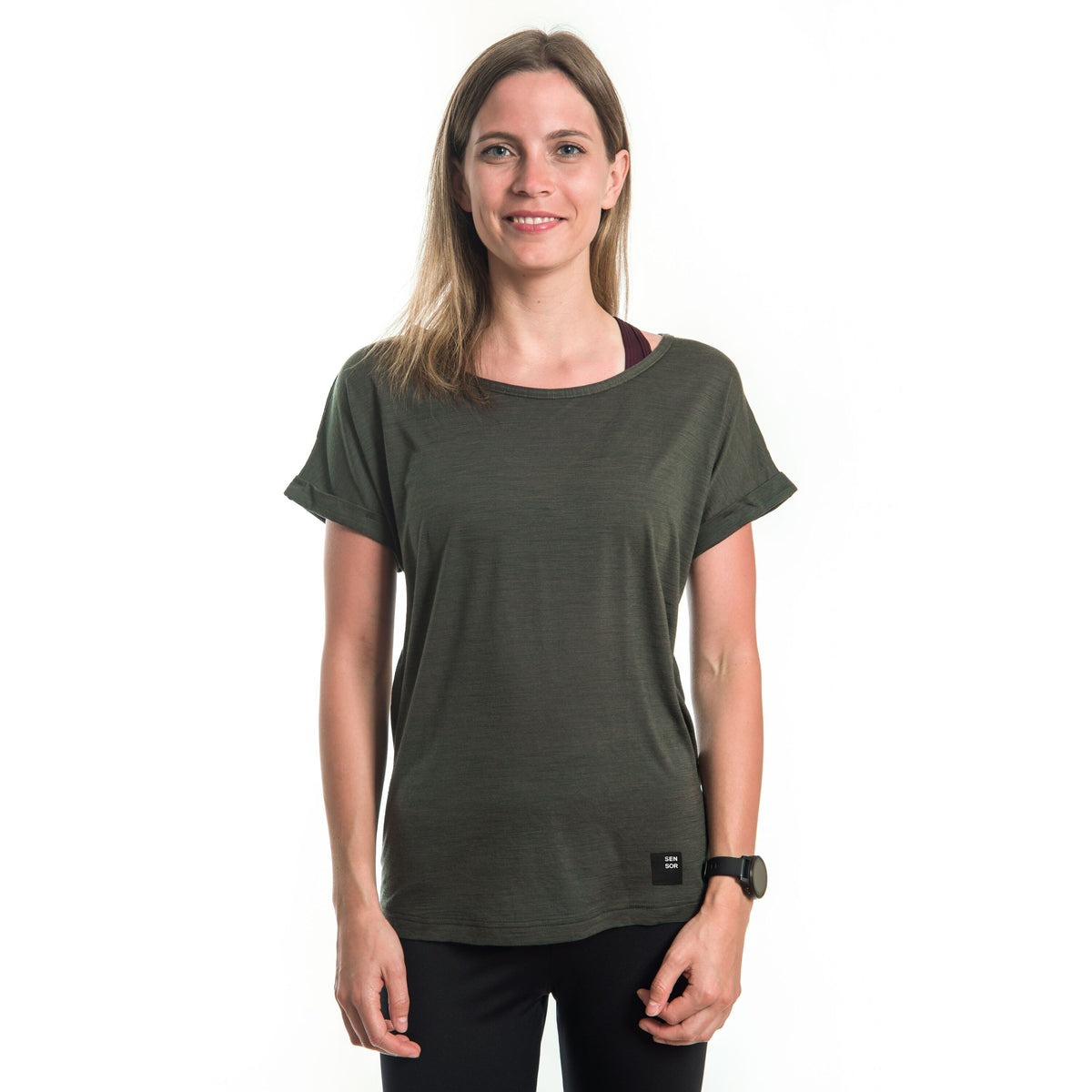 Dam-t-shirt Sensor Merino Air Traveller olivgrön