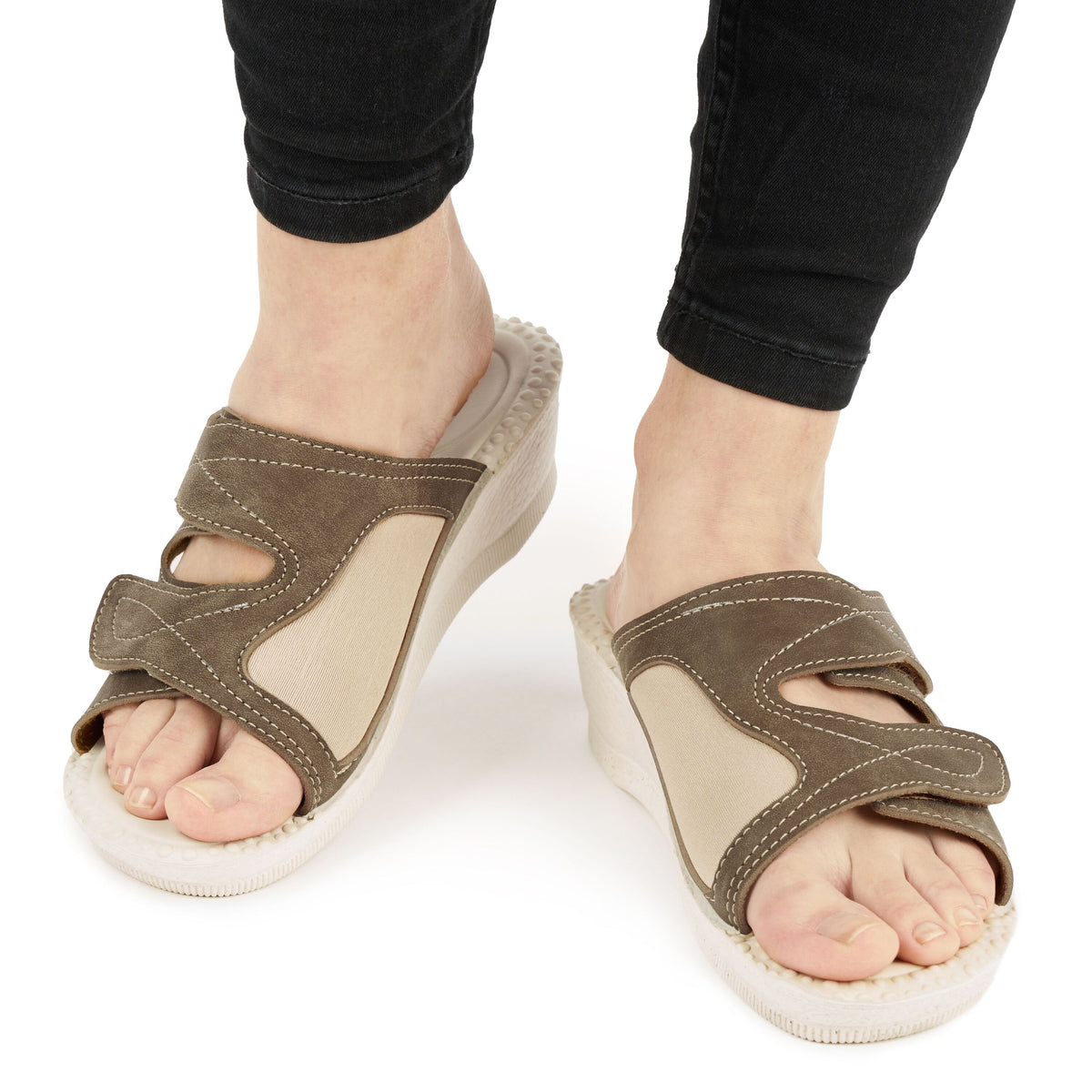 Gel-slip-in-tofflor för dam för hallux Milada brun