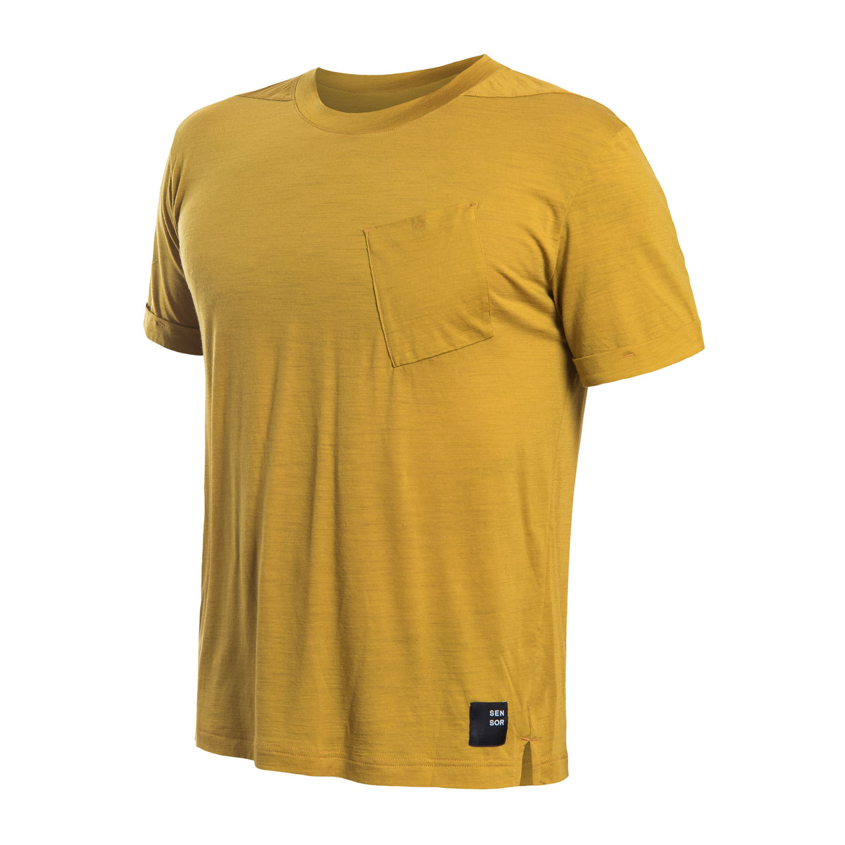 Herr T-shirt Sensor merinoull Air Traveller senapsgul