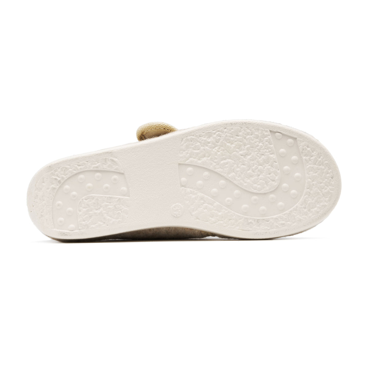 Tofflor av ullfilt med kardborreband beige