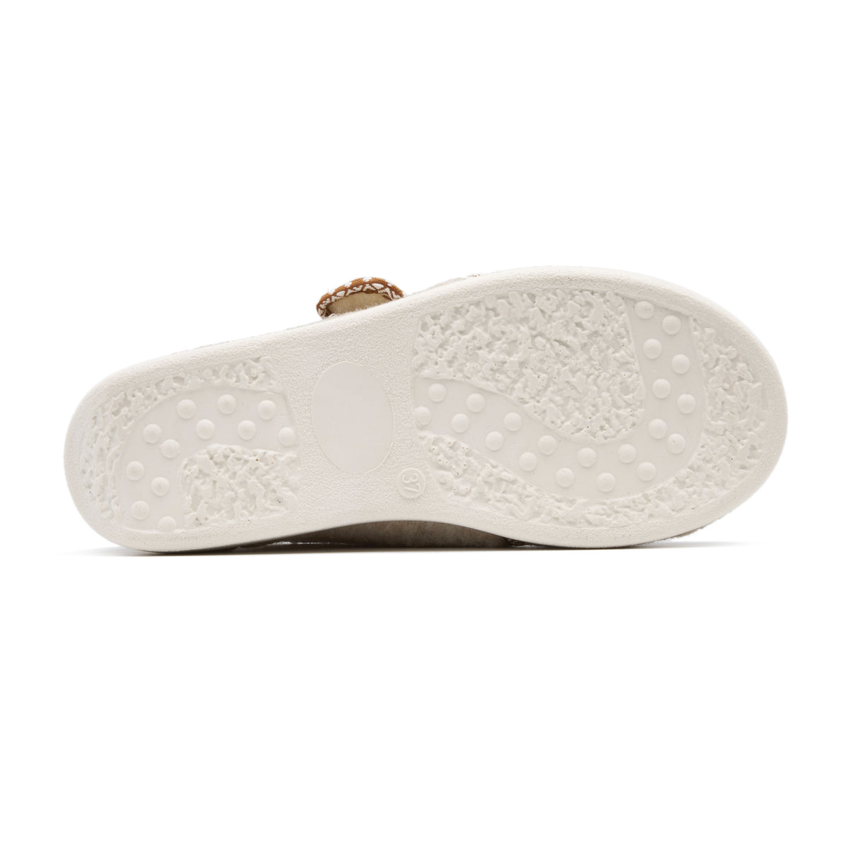 Höga ullfiltstofflor med kardborreband beige
