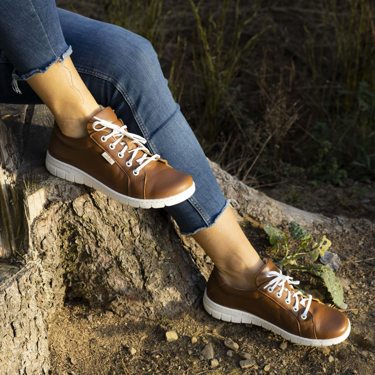 Damlädersneakers Nina brun