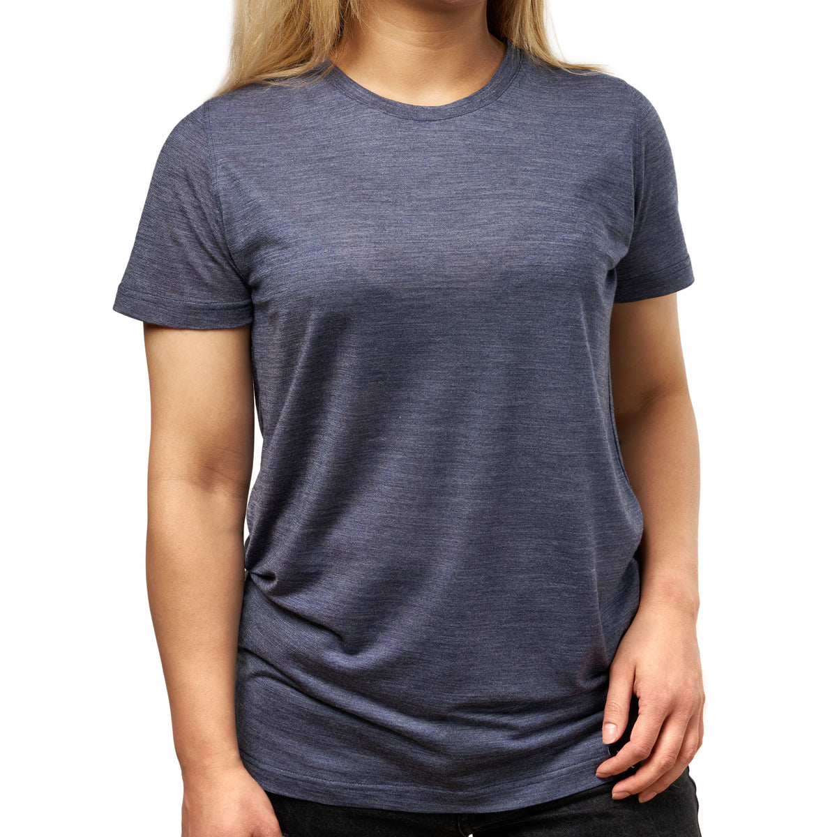 Dam-t-shirt Woolie i en blandning av merinoull och tencel blå