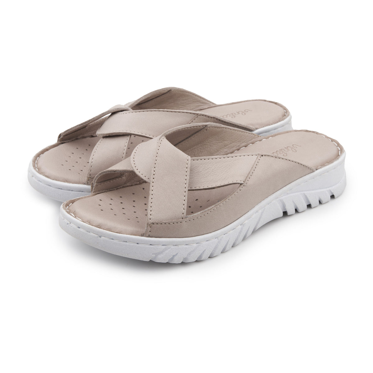 Damläderslip-in-tofflor Klaudie beige