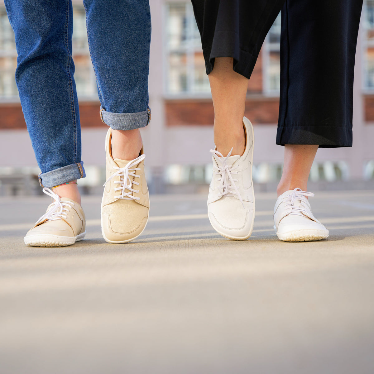 Barefoot lädersneakers Sasa beige