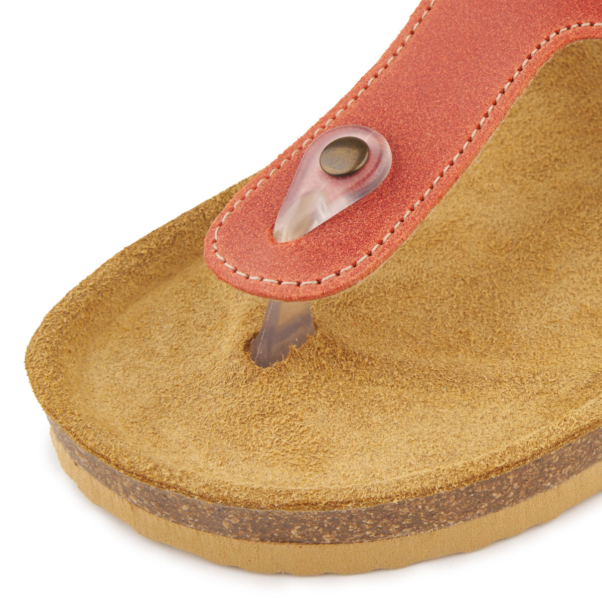 Damläderflip-flops med korksula Lea röd